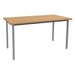 Table de réunion Rectangulaire - 160 x 80 cm - Pieds carrés aluminium - imitation hêtre