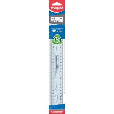 3154142421302-Maped Geometric - Règle triple décimètre 30 cm - transparente--0