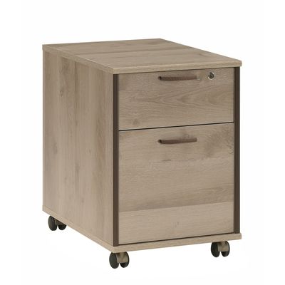 3483600448422-Caisson mobile MAMBO - Profondeur 60 cm - 2 tiroirs - Chêne/chocolat-P_79381466_1-0