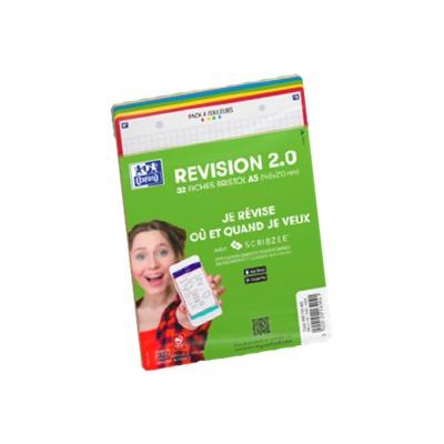 3020120170060-Oxford REVISION 2.0 - Pack de 32 Fiches Bristol Scribzee - 14,8 x 21 cm - petits carreaux - perfor-Avant-0